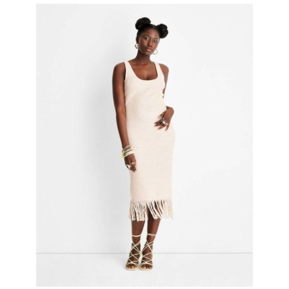 Future Collective Crochet Fringe Sleeveless Dress